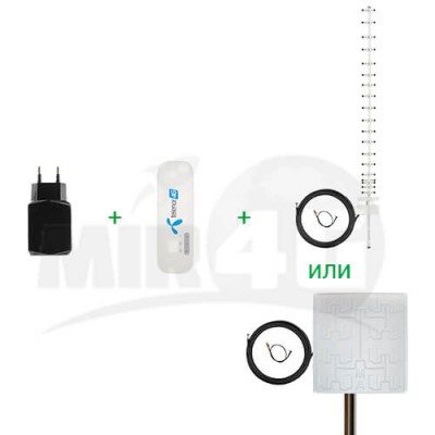 Комплект для 4G 3G Интернета: USB-модем c Wi-Fi + антенна + USB адаптер (до 10 Wi-Fi подключений)