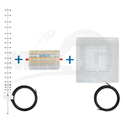 Комплект для усиления 3G 2G Интернета и сигнала голосовой связи (репитер + 2 антенны)