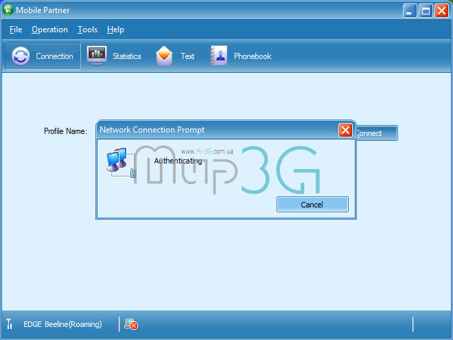 Рабочий интерфейс программы Mobile Partner Рабочий интерфейс программы Mobile Partner
