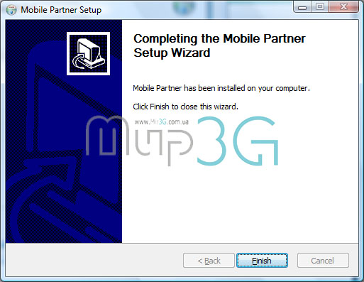 Окно установки программы Mobile Partner Окно установки программы Mobile Partner