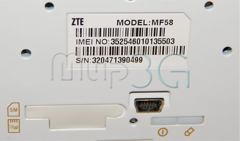 Интерфейсы и разъемы 3G камеры ZTE MF58