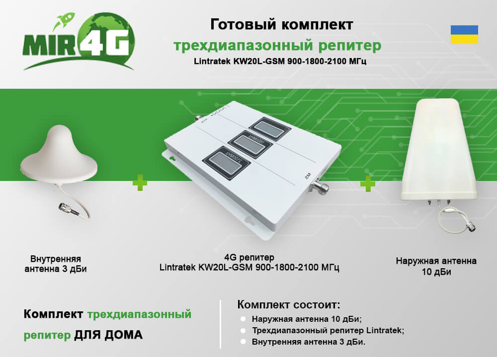 Трехдиапазонный репитер Lintratek KW20L - комплектация
